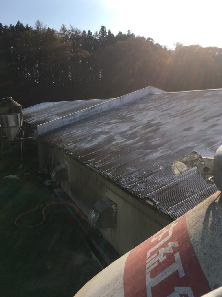 豚舎内温度管理と屋根メンテナンスが同時にできた！　遮熱　畜舎　